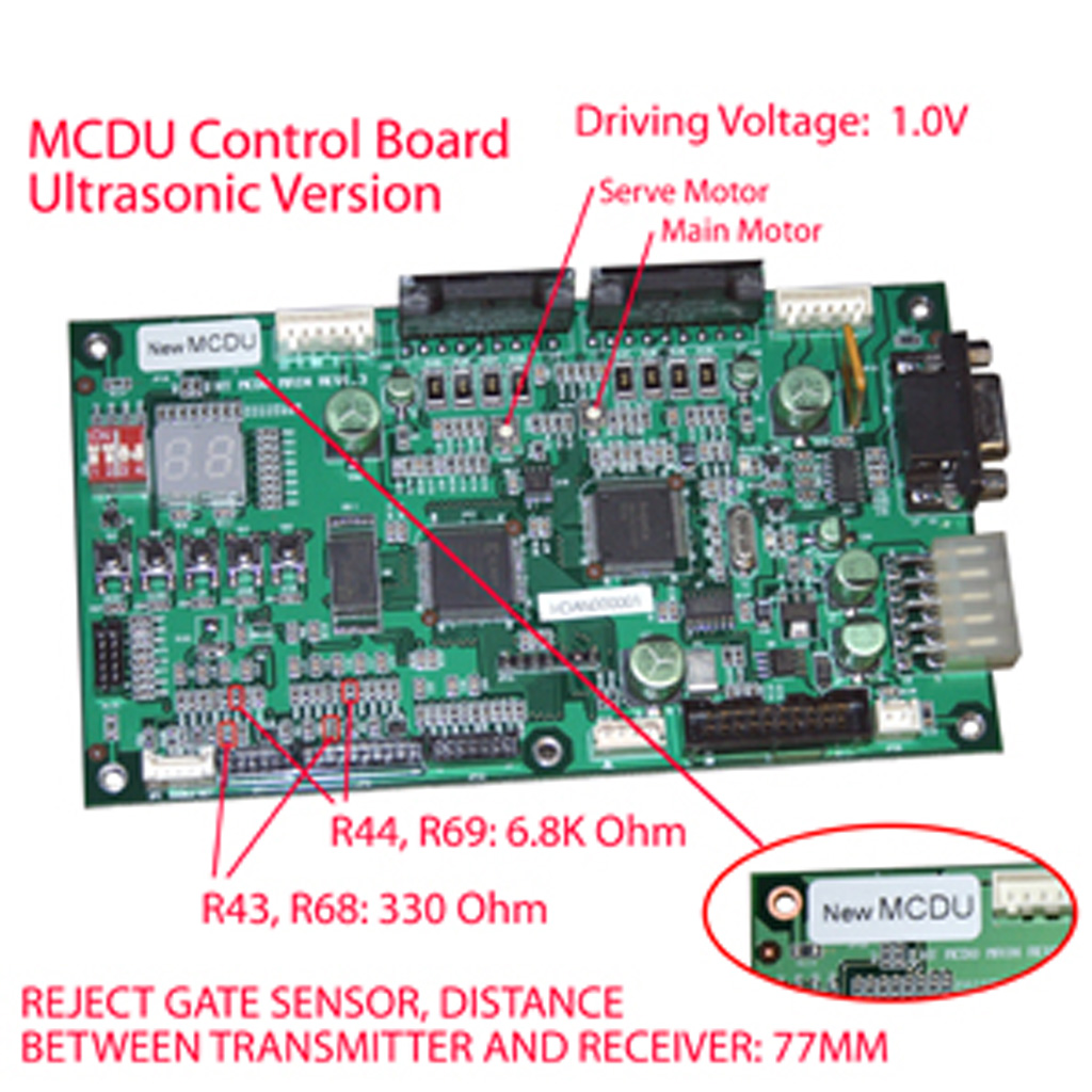Genmega MCDU Control Board, Ultrasonic, Reject Gate 77MM
