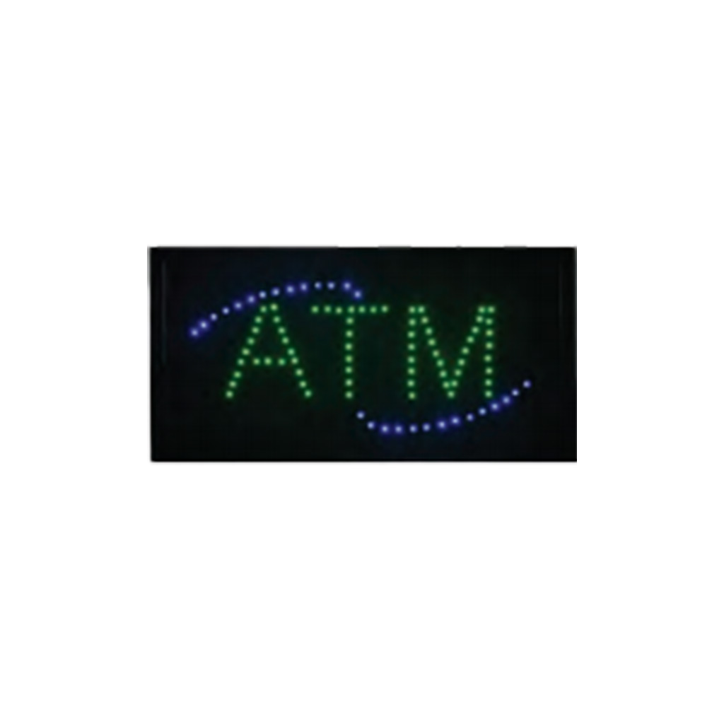 Green LED ATM Sign w/ Blue Accents